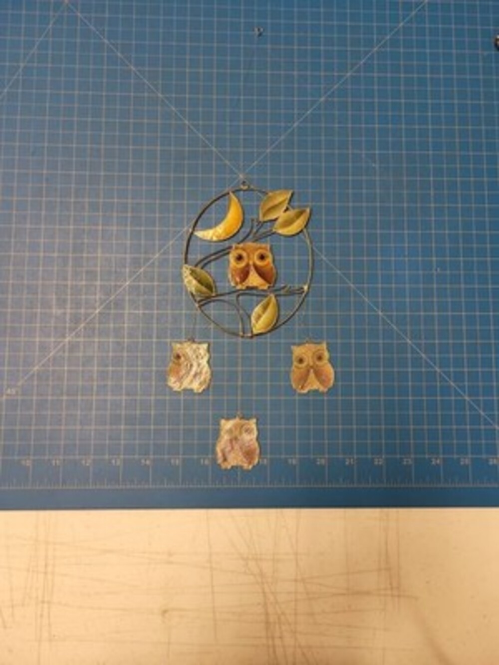 Vintage Owl Moon Leaves Hanging Mobile Art Decor Celestial Style